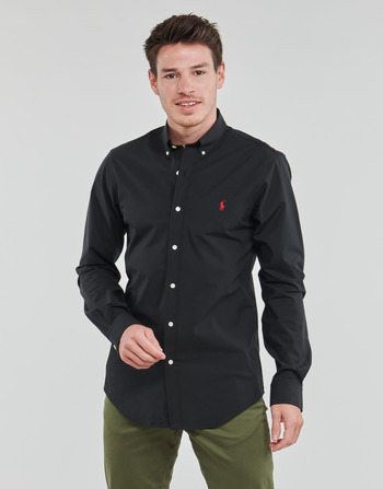 Vêtements Homme Chemises manches longues Polo Ralph Lauren CHEMISE AJUSTEE SLIM FIT EN POPELINE UNIE Noir