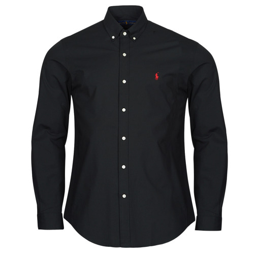 Vêtements Homme Chemises manches longues Polo Ralph Lauren CHEMISE AJUSTEE SLIM FIT EN POPELINE UNIE Noir