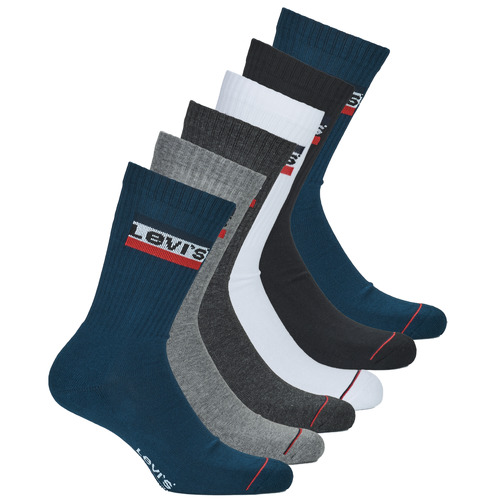 Accessoires Chaussettes de sport Levi's REGULAR CUT SPORT LOGO X6 Bleu / Blanc / Gris / Noir