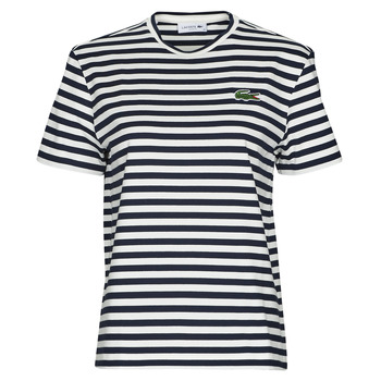 Vêtements Femme T-shirts manches courtes Lacoste TF2594 Marine / Blanc