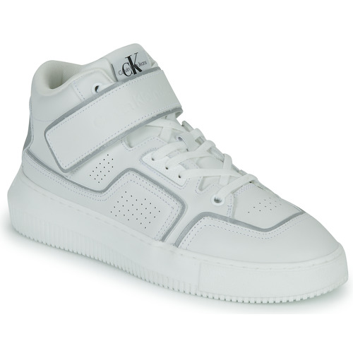 Chaussures Femme Baskets montantes Calvin Klein Jeans CHUNKY CUPSOLE LACEUP MID M Blanc / Argent