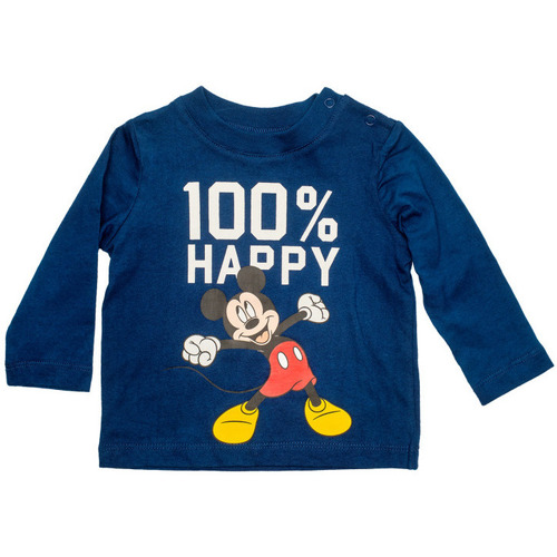 Vêtements Garçon T-shirts manches courtes Disney TEE MICKEY 100% HAPPY - Bleu - 6 mois Bleu