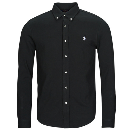 Vêtements Homme Chemises manches longues Polo Ralph Lauren LONG SLEEVE-KNIT Noir