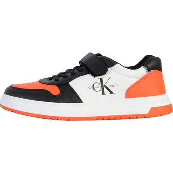 Chaussures Fille Baskets basses Calvin Klein Jeans Basket Cuir Jeans Juniors Low Cut Lace-up 2022 Orange