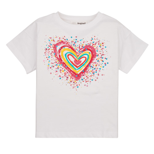 Vêtements Fille T-shirts manches courtes Desigual TS_HEART Blanc / Multicolore