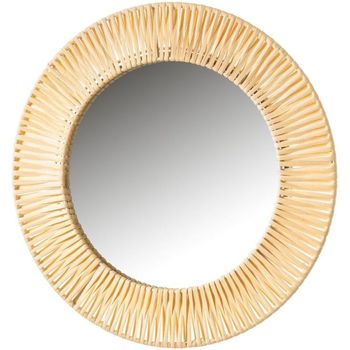 Maison & Déco Miroirs Unimasa Décoration murale miroir en rotin fait main Beige