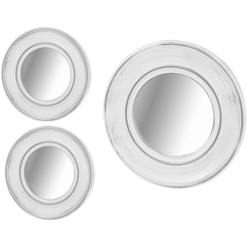 Maison & Déco Miroirs Unimasa Set de 3 miroirs muraux blanc et argent Blanc