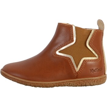 Chaussures Fille Bottines Kickers Bottine Cuir Junior Vermillon Marron