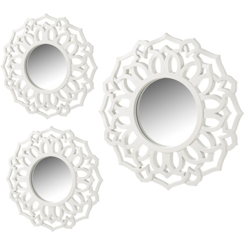 Maison & Déco Miroirs Unimasa Set de 3 Miroirs muraux blancs Blanc