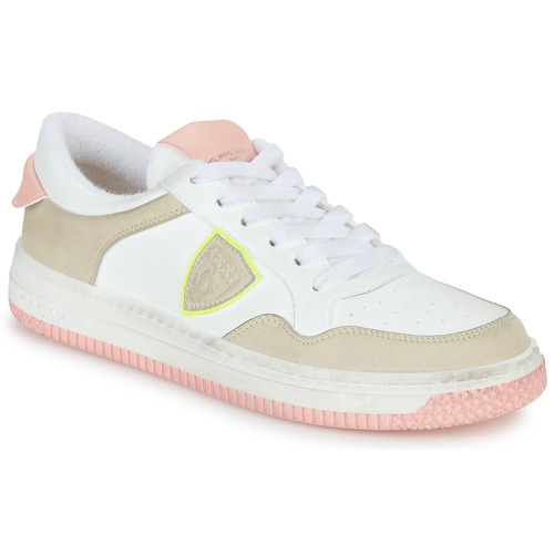 Chaussures Femme Baskets basses Philippe Model LYON LOW WOMAN Blanc / Rose / Jaune fluo