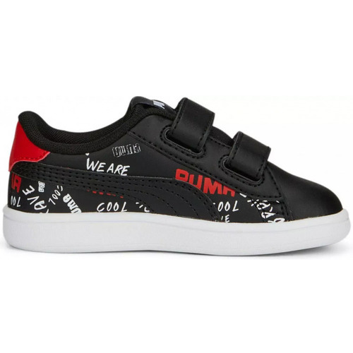 Chaussures Garçon Baskets mode Puma CHAUSSURES BB INF SMASH BRANDL V -  BLACK-WHITE-RED - 25,5 Noir