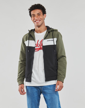 Vêtements Homme Blousons Jack & Jones JJERUSH HOOD BOMBER Kaki / Blanc / Noir