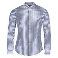 Vêtements Homme Chemises manches longues Polo Ralph Lauren CHEMISE COUPE DROITE EN OXFORD Bleu / Blanc