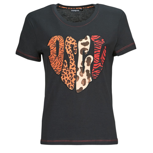 Vêtements Femme T-shirts manches courtes Desigual HEART Noir / Multicolore