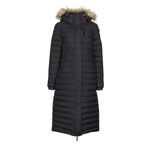 Vêtements Femme Doudounes Superdry FUJI HOODED LONGLINE PUFFER Noir