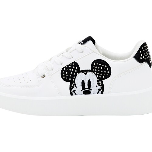 Chaussures Femme Baskets basses Desigual Basket à Lacets Fancy Mickey Studs Blanc