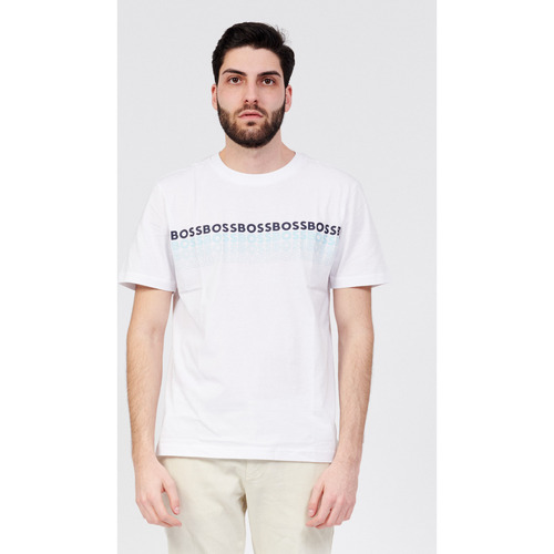 Vêtements Homme T-shirts & Polos BOSS T-shirt col rond avec logos multicolores Blanc