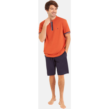 Vêtements Homme Pyjamas / Chemises de nuit Eminence Pyjama court col T homme Jersey Orange