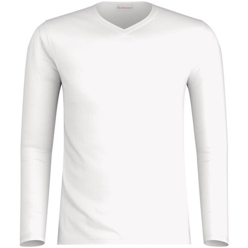 Vêtements Homme T-shirts manches courtes Eminence Tee-shirt col V manches longues homme Pur coton Blanc