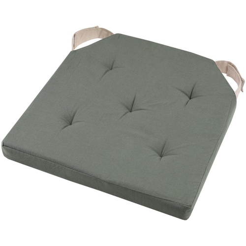 Maison & Déco Galettes de chaise Stof Coussin de chaise réversible bleu vert et lin en coton 38 cm Vert