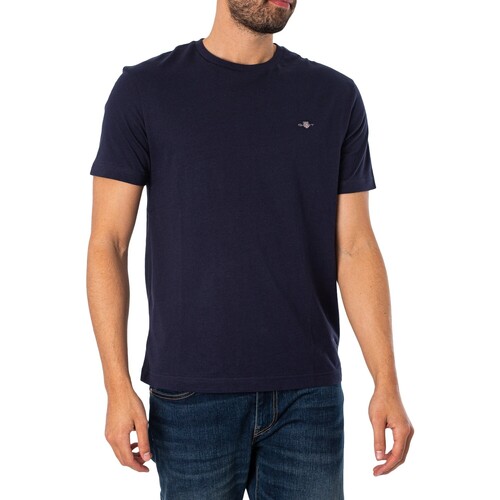 Vêtements Homme T-shirts manches courtes Gant T-shirt régulier à bouclier Bleu