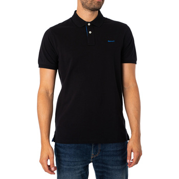 Vêtements Homme Polos manches courtes Gant Polo regular en piqué contrasté Noir