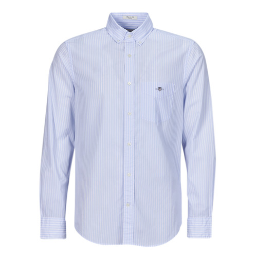 Vêtements Homme Chemises manches longues Gant REG POPLIN STRIPE SHIRT Blanc / Bleu