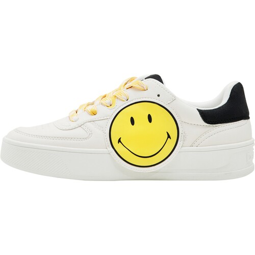 Chaussures Femme Baskets basses Desigual Basket Basse à Lacets New Fancy Smiley Blanc