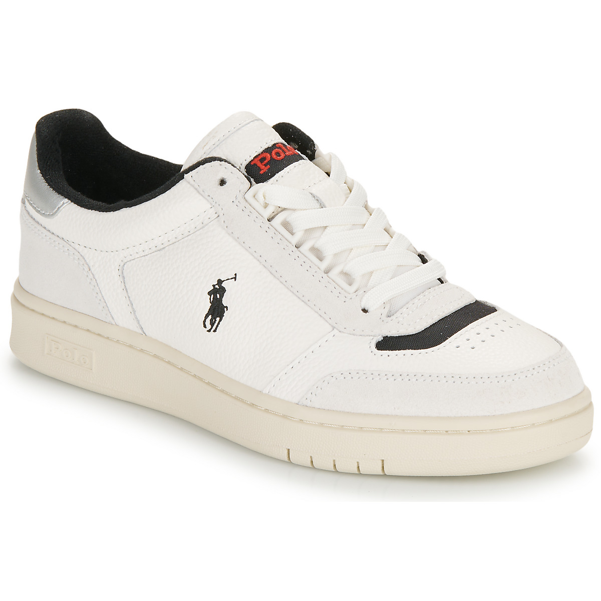 Chaussures Baskets basses Polo Ralph Lauren POLO CRT SPT Blanc / Noir / Argent