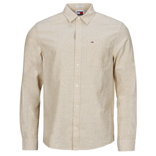 Vêtements Homme Chemises manches longues Tommy Jeans TJM REG LINEN BLEND SHIRT Beige