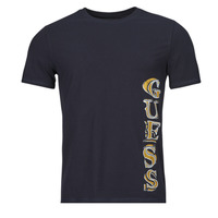 Vêtements Homme T-shirts manches courtes Guess SS CN VERTICAL GUESS TEE Marine