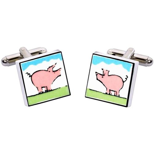 Montres & Bijoux Homme Boutons de manchettes Sonia Spencer Boutons de manchette cochon Rose Rose