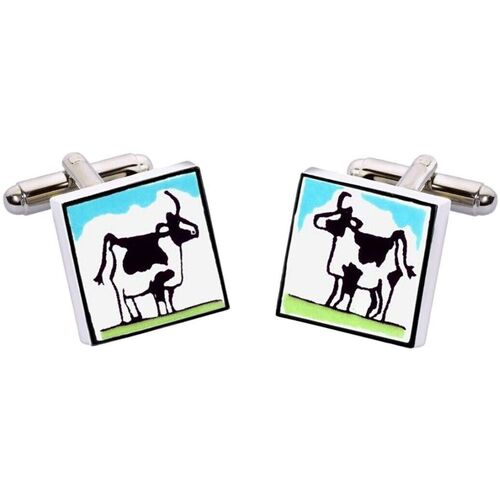 Montres & Bijoux Homme Boutons de manchettes Sonia Spencer Boutons de manchette vache Blanc Blanc