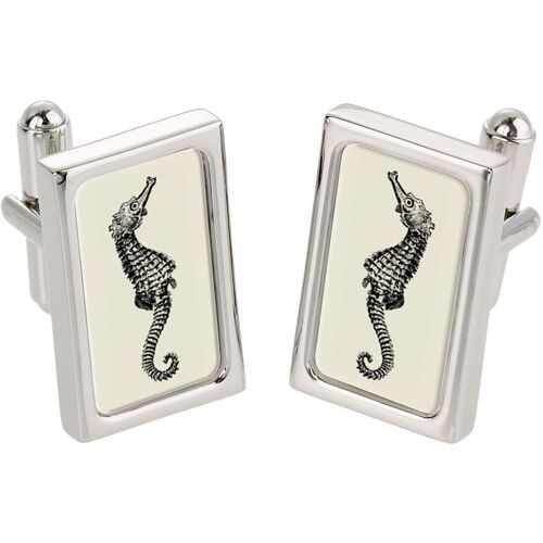 Montres & Bijoux Homme Boutons de manchettes Sonia Spencer Boutons de manchette Hippocampe Blanc Blanc