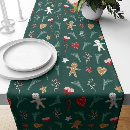 Maison & Déco Nappe Unimasa Chemin de table en coton Noël Vert