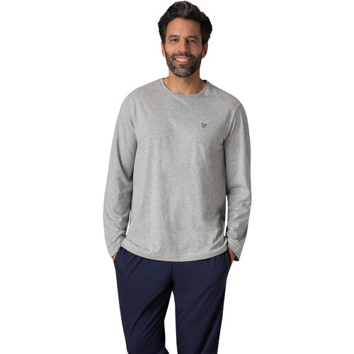 Vêtements Homme Pyjamas / Chemises de nuit Eminence Pyjama long col rond homme Fait en France Bleu