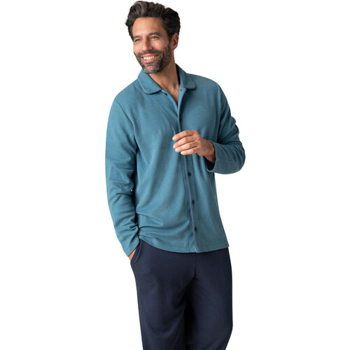 Vêtements Homme Pyjamas / Chemises de nuit Eminence Pyjama long ouvert homme Coton Modal Bleu