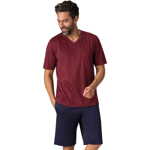 Vêtements Homme Pyjamas / Chemises de nuit Eminence Pyjama court col V homme Mercerisé Rouge