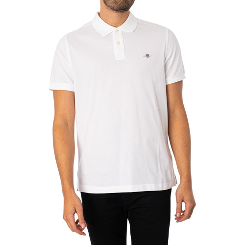 Vêtements Homme Polos manches courtes Gant Polo classique en piqué Shield Blanc