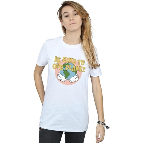 Vêtements Femme T-shirts manches longues Disney Be Kind To Our Planet Blanc