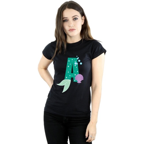 Vêtements Femme T-shirts manches longues Disney Alphabet A Is For Ariel Noir