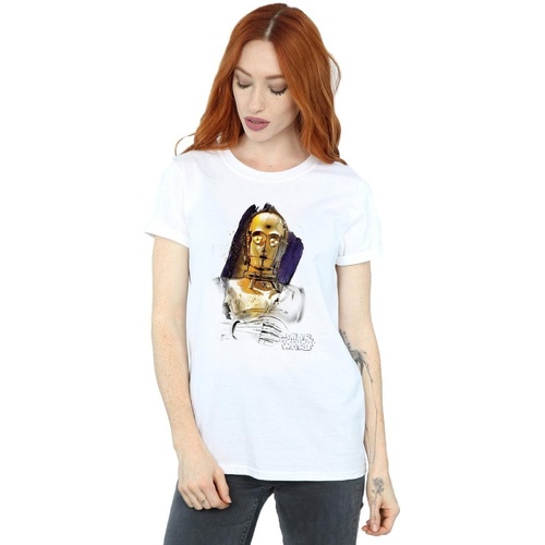 Vêtements Femme T-shirts manches longues Disney The Last Jedi Blanc