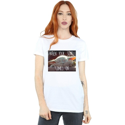 Vêtements Femme T-shirts manches longues Disney The Mandalorian The Child Song Blanc