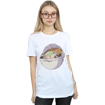 Vêtements Femme T-shirts manches longues Disney The Mandalorian Sleeping Child Blanc