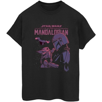 Vêtements Femme T-shirts manches longues Disney The Mandalorian Hello Friend Noir