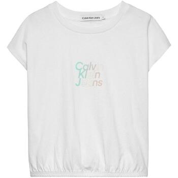 Vêtements Fille T-shirts manches courtes Calvin Klein Jeans  Blanc