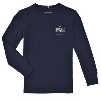 Vêtements Garçon T-shirts manches longues Tommy Hilfiger TH LOGO PUFF PRINT REG TEE LS Marine