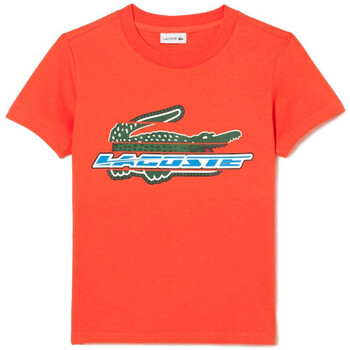 Vêtements Enfant T-shirts & Polos Lacoste T-SHIRT ENFANT  AVEC IMPRIMÉ CONTRASTÉ EN COTON ORANG Orange