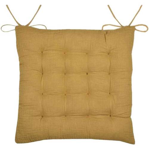 Maison & Déco Galettes de chaise Stof Coussin de chaise en double gaze de coton 38 cm Jaune