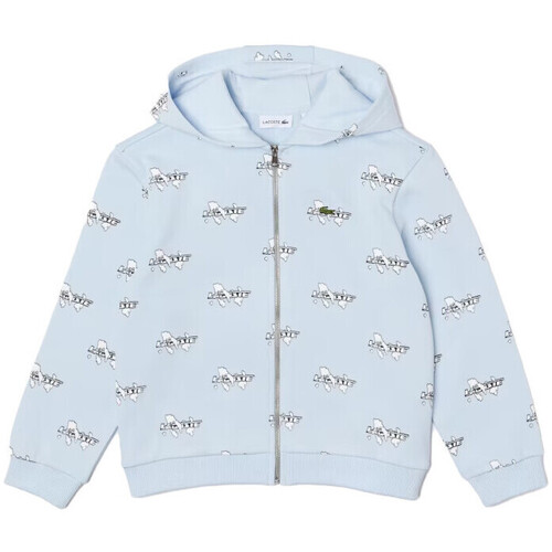 Vêtements Enfant Sweats Lacoste SWEATSHIRT ZIPPÉ  ENFANT AVEC CAPUCHE ET IMPRIMÉ SIGL Bleu